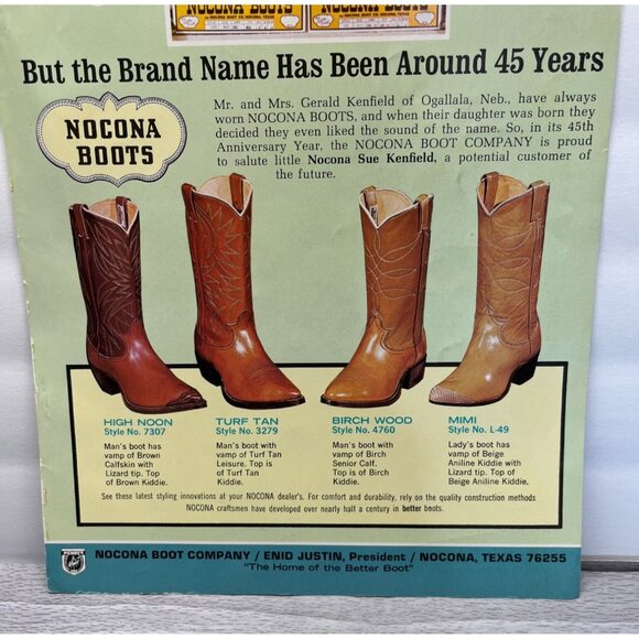 Nocona Boots Vintage Print Ad 1970s Western Cowboy Rancher Texas - Picture 5 of 6